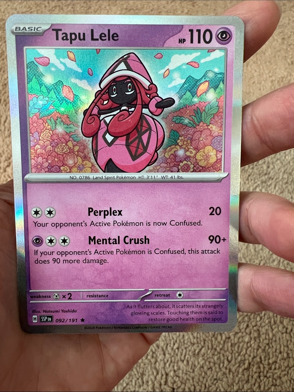 Pokemon Tapu Lele Pink Holo Trading Card